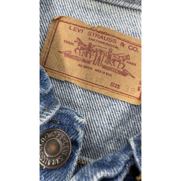 VTG Levis Denim Trucker Jacket Men’s Made In USA Large red  Tab size 38 paper - Picture 7 of 11